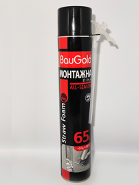 Піна монтажна трубочна всесезонна BauGold 65 л 860 мл